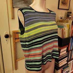 Multi Colored Vest Madison Studio Silk Cotton Stripes